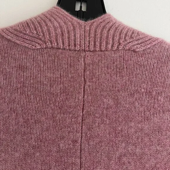 VINCE - Boiled Cashmere Open Rib Trim Cardigan, Heather Mauve, S - Picture 9 of 13